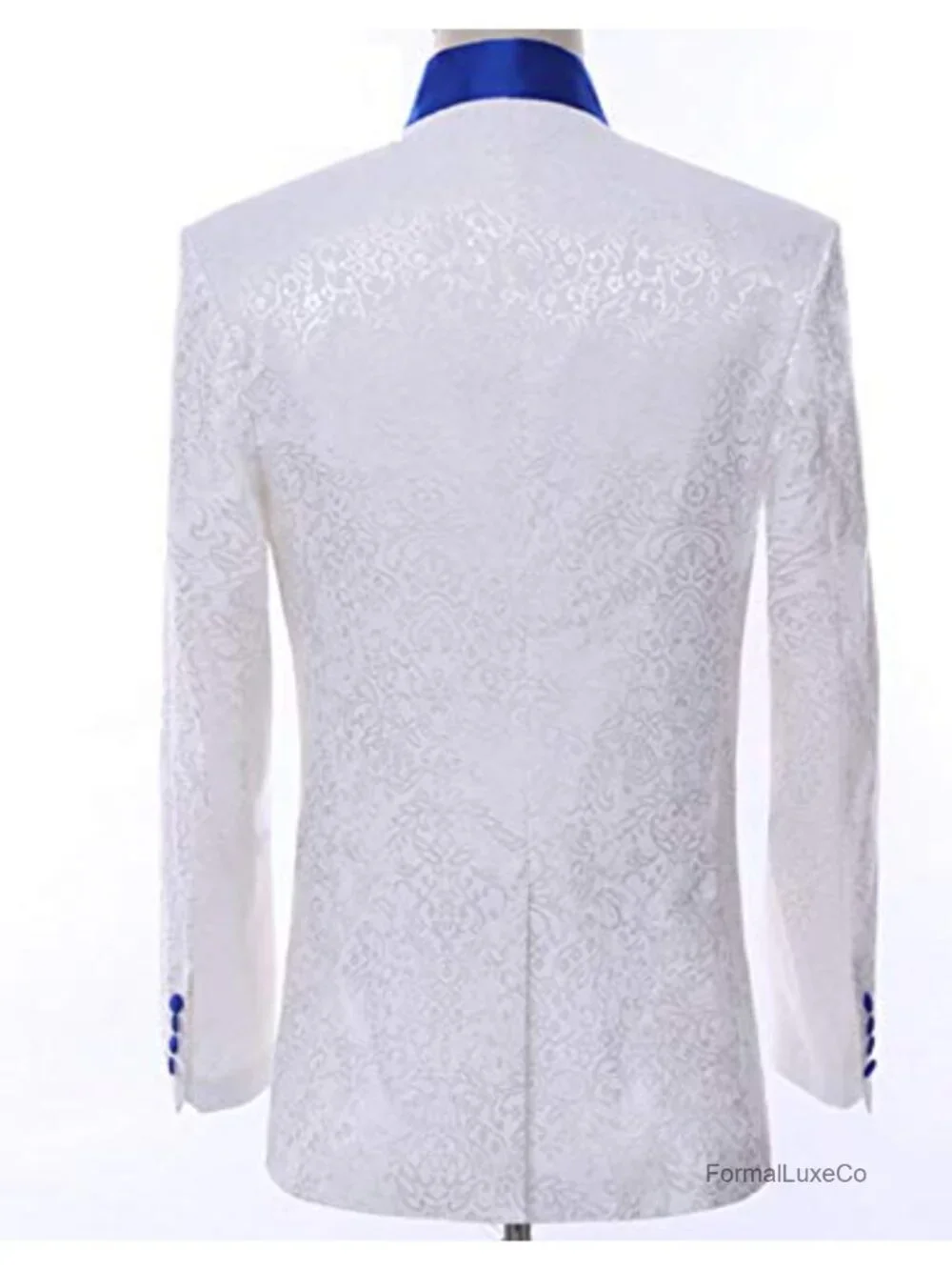 Paisley Slim Fit White Tuxedo Suit 3 Piece for Wedding Prom Groom